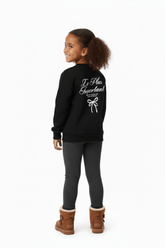 GIRLS Black Graphic Sweatshirt – Playful Bow Design - Smgarment's